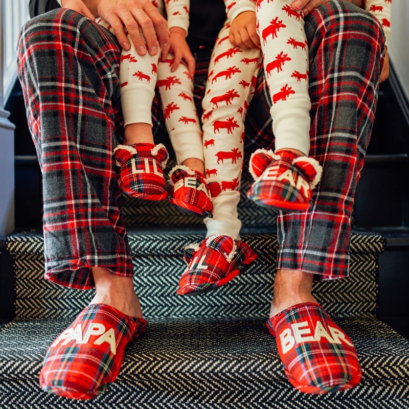 Dearfoams Kids Unisex Slipper, Lil Bear Tartan Plaid, US 9-10 Toddler - Image 3